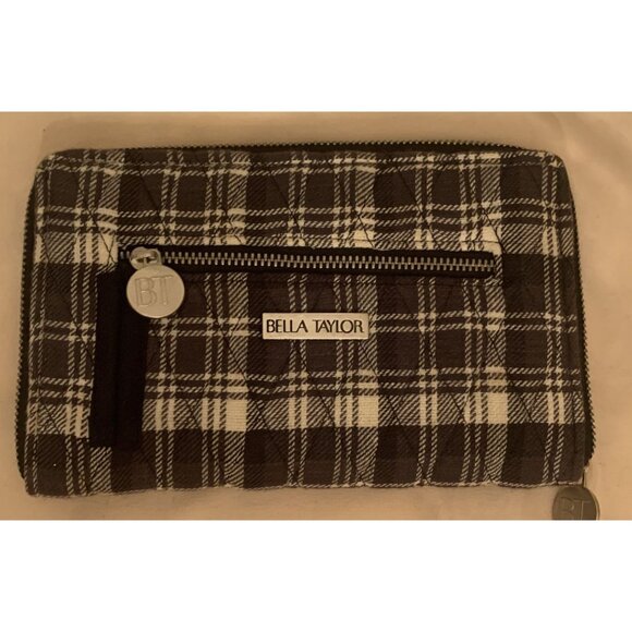 Bella Taylor Plaid Quilted Wallet & Card Case With Zipper Closure - Picture 1 of 10
